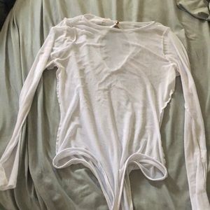 See through white leotard